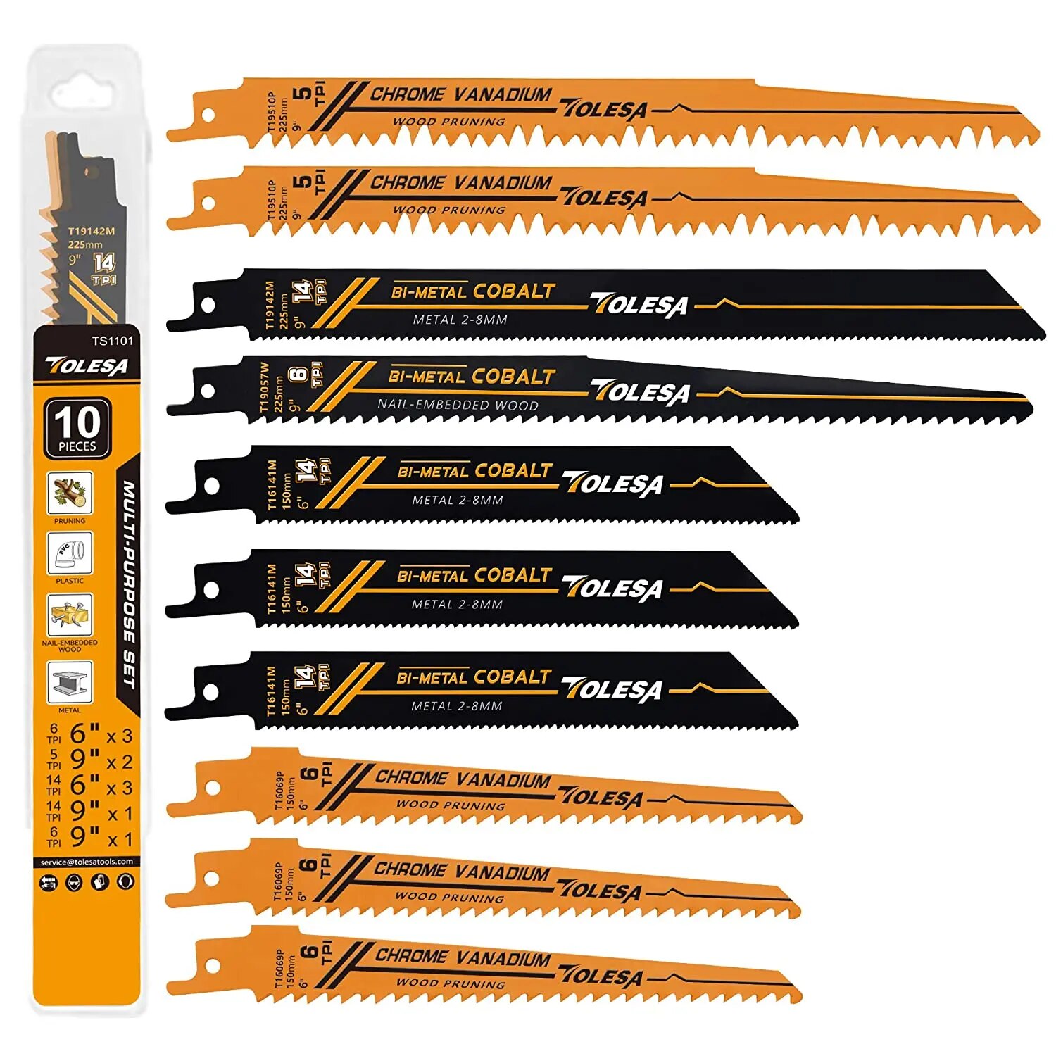 Heavy Equipment Blade - TOLESA 10PCS Reciprocating Bi-metal Saw Blades